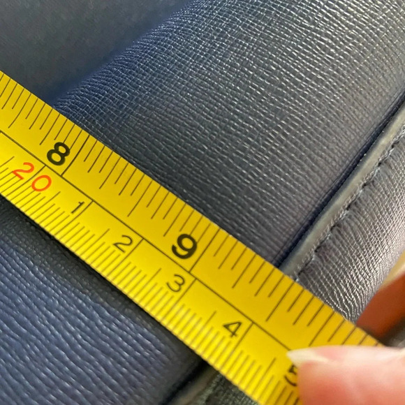 Emma Fox GIDRAN Navy Deep Blue Leather Tote w/ crossbody strap Houndstooth Liner - Picture 14 of 16